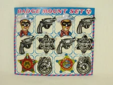 *VTG Lone Ranger Tin Badge Mount Set Complete 12 Pc Sheriff, Police, Guns Japan