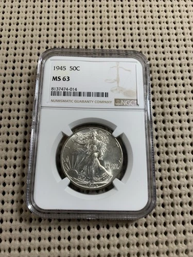 NGC SILVER 1945 P WALKING LIBERTY MS63 HALF DOLLAR 50c COIN