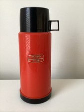Retro Thermos Flask 1 Ltr With 2 cups Red & Black Retro Picnic Camping