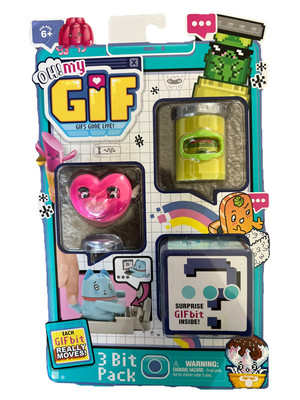 Oh My GIF! GIFS Gone Live 3 Bit Pack Animated Figures Cat New Factory Sealed