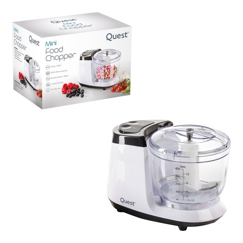 Quest Mini Food Processor / 400ml Capacity / Electric Fruit & Vegetable Chopper