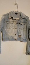 Rue 21 Denim Jean Jacket Cropped Distressed Juniors Women s Size MEDIUM