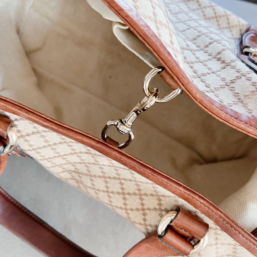 GUCCI Vintage Leather Tote Bag Large Brown with Shoulder Strap thumbnail 10