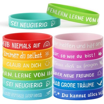 MEJOSER 24 Stück Motivationsarmbänder Kinder auf Deutsch 18cm Silikonarmband ...