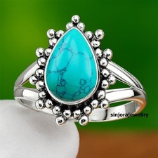 Turquoise Gemstone 925 sterling silver handmade Gift Ring US size 5 to 13