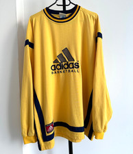 90s Adidas Basketball Vintage Crewneck Sweatshirt Yellow XL Retro Sportswear