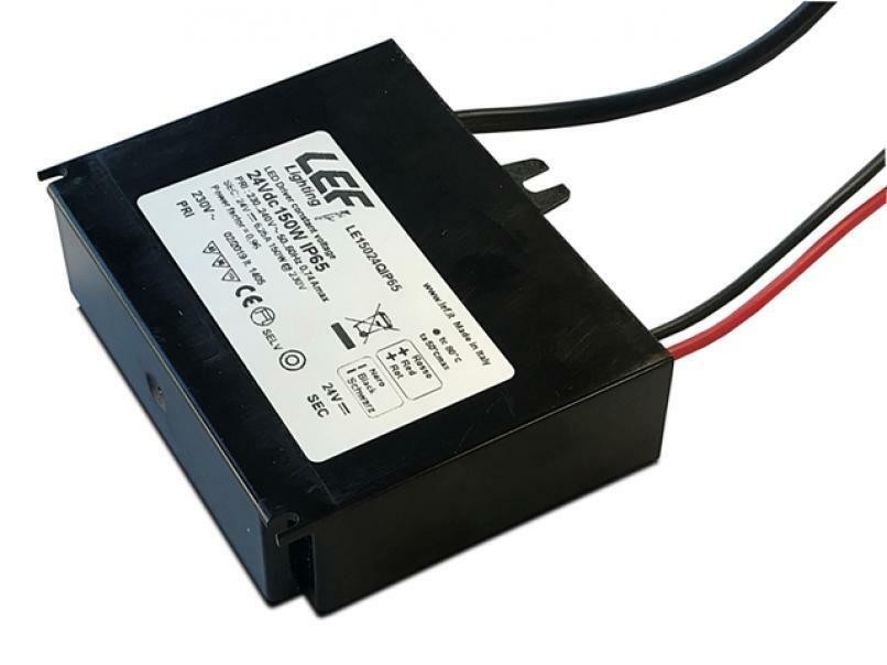 ALIMENTATORE DRIVER LED 24VDC 150W 6250MA TENSIONE COSTANTE IP65 PER ESTERNO E FE