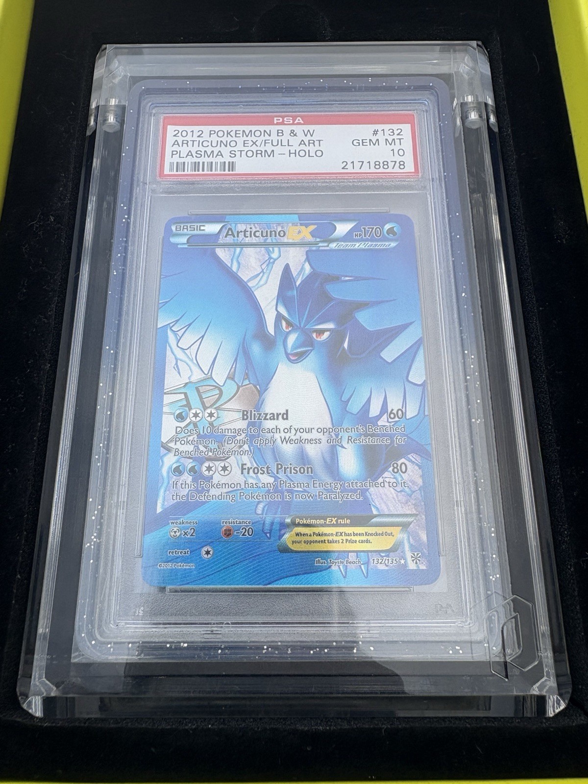 2012 Pokemon Black And White Plasma Storm Articuno Ex Full Art #132 PSA 10 MINT