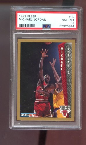 1992-93 Fleer #32 Michael Jordan PSA 8 Graded Basketball Card 1993 Chicago Bulls