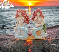 Hand Painted Ceramic Mermaid Salt And Pepper Shakers, Home D cor, Gift for Her,