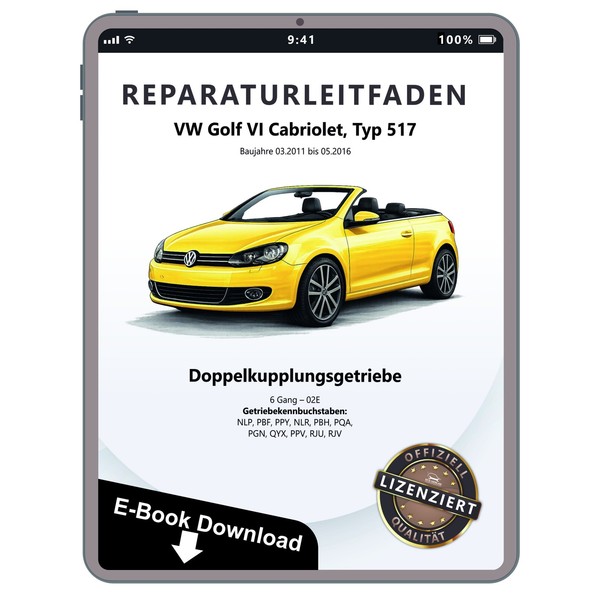 VW Golf 6 Cabrio 517 2011-2016 6 Gang DKG Getriebe 02E Reparaturleitfaden Ebook-image
