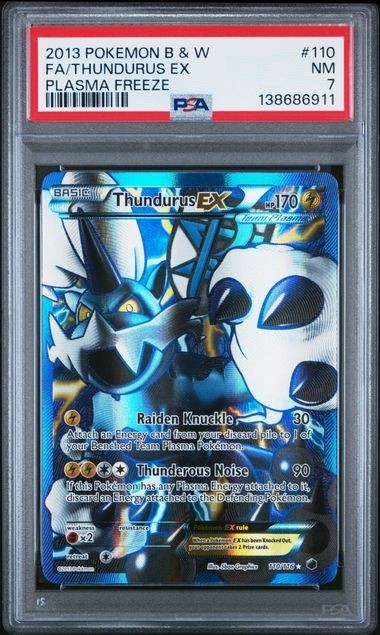 PSA 7 2013 POKEMON BLACK & WHITE PLASMA FREEZE #110 FA/THUNDURUS EX