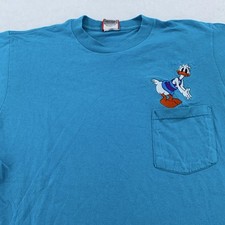 Vintage Disney Donald Duck Shirt Mens S/M Pocket Embroidered Cartoon USA 90s