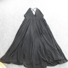 Reformation Dress Womens S Black Tencel V Neck Strappy Maxi Slip Gown Formal