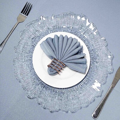 6 CLEAR 13'' Round Textured Charger Plates Wedding Party Dinner Decorations Home