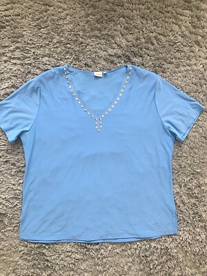 Schönes Damen Oberteil T-Shirt in blau türkis Gr XL Von Infinity 