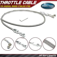 1Pc New 35.43 Inch Braided Stainless Steel Throttle Cable Assembly for Universal