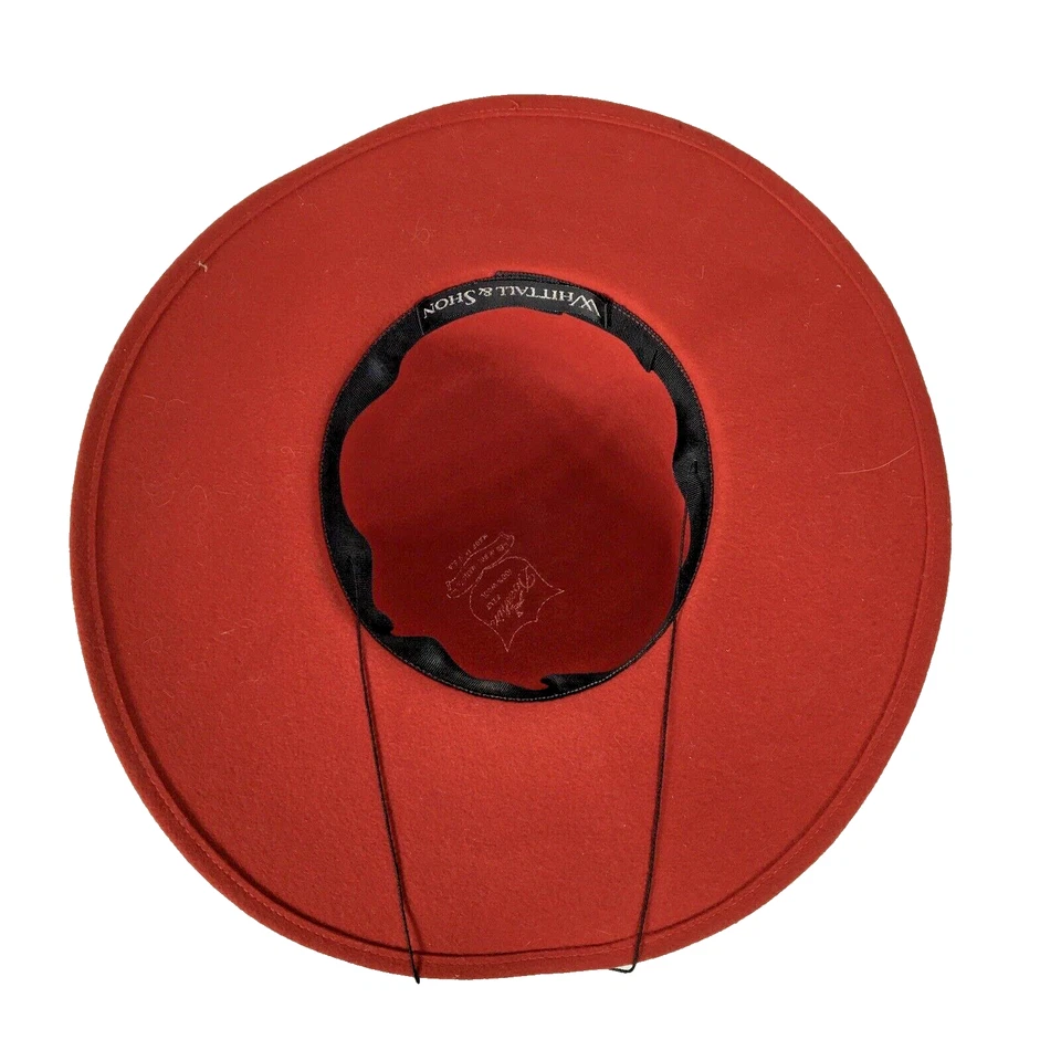 Precioso sombrero de lana de fieltro rojo con adornos dorados DE COLECCIÓN Whittall & Shon Doeskin Foto 4 de 4