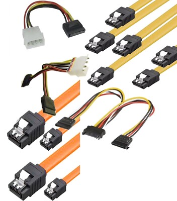 SSD SATA 6Gb Kabel GERADE SET + Stromkabel S-ATA 10cm 20cm 30cm 0,5m 0,7m 1m   