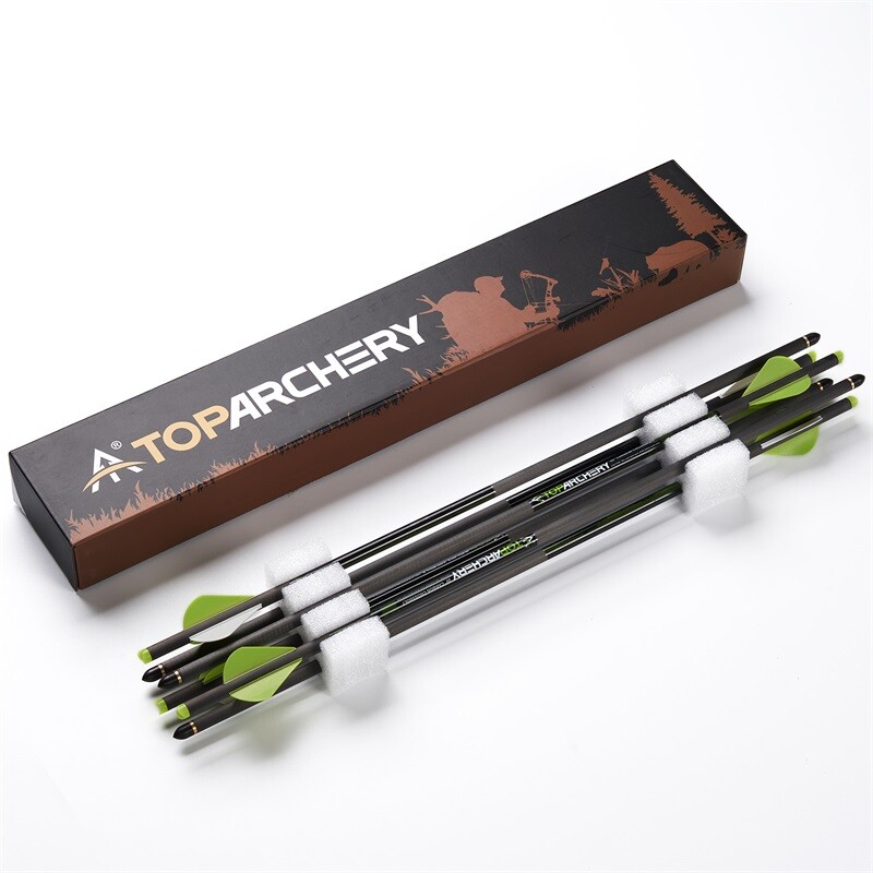 Pack De 12 Flèches Carbone Toparchery 20 Pouces - Idéales Pour Chasse à L'arc OD 8,8 Mm