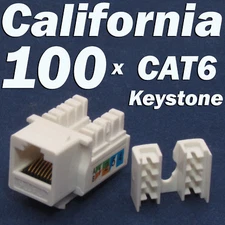 100 Pcs lot Keystone Jack CAT6 White Network Ethernet 110 Punch Down 8P8C RJ45