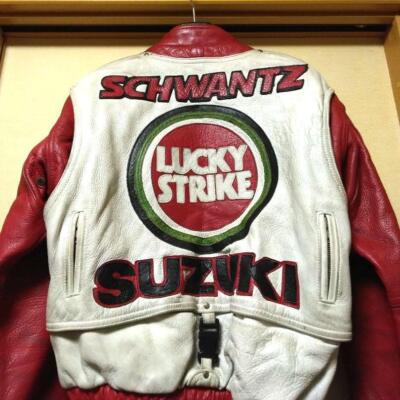 Suzuki Lucky Strike jacket leather size M red white from Japan | eBay