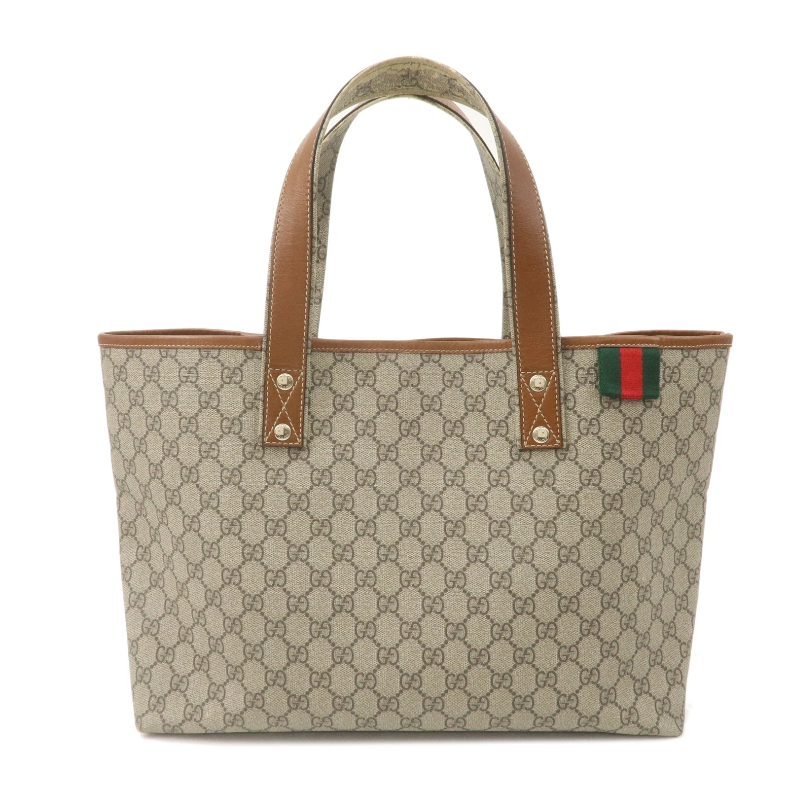 Authentique sac fourre tout GUCCI sac à bandoulière beige marron GG Supreme cuir 211134 d'occasion