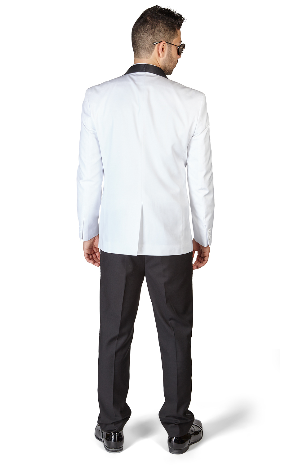 Slim Fit 1 Button Shawl Lapel White Tuxedo With Black Pants By AZAR 4030-1