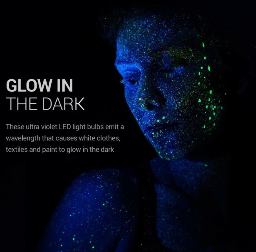 2pack Led Ultraviolet Black Light Uv Bulb Glow in the Dark Ultra Violet Neon NEW - Image 3 of 4