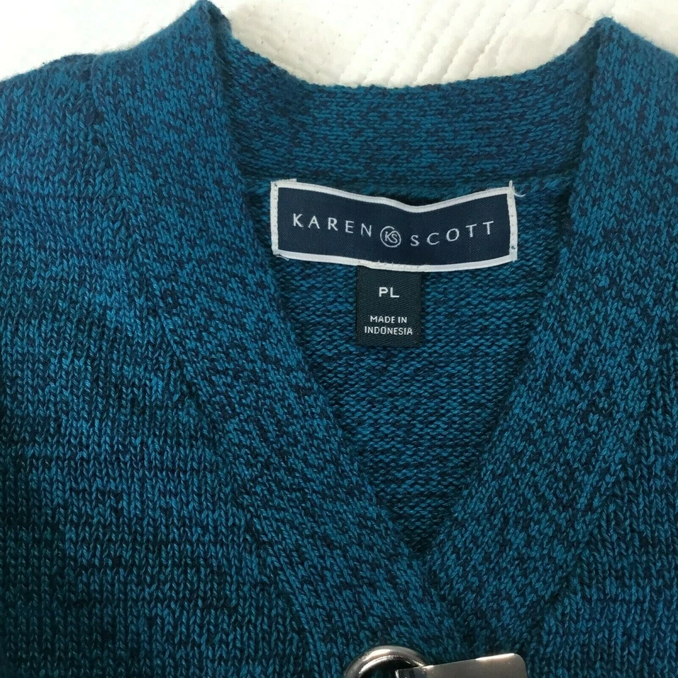 Karen Scott Women's Marled Henley Cotton V-Neck Long-Sleeve Relaxed Fit Sweater - Imagem 4 de 4