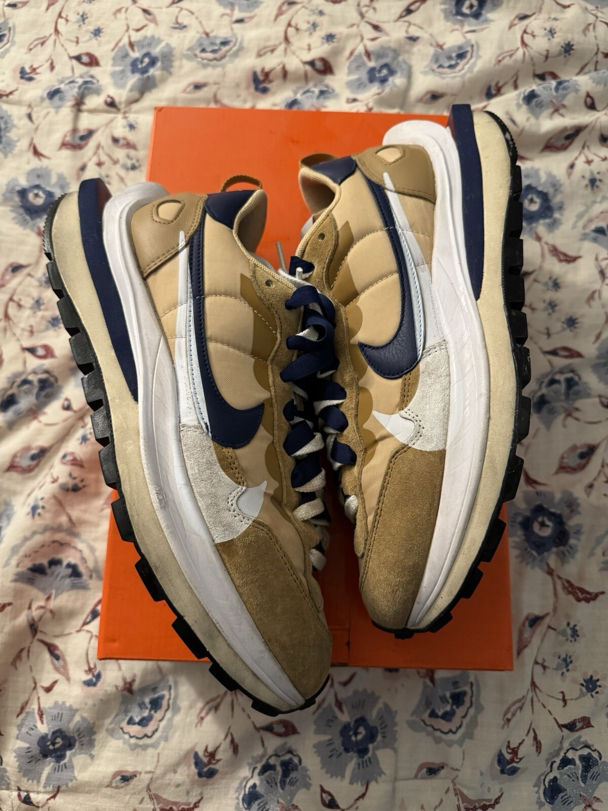 SACAI X NIKE NIKE VaporWaffle x SACAI Tan Navy White Sesame DD1875 200 Uomo US Taglia 10 EU44