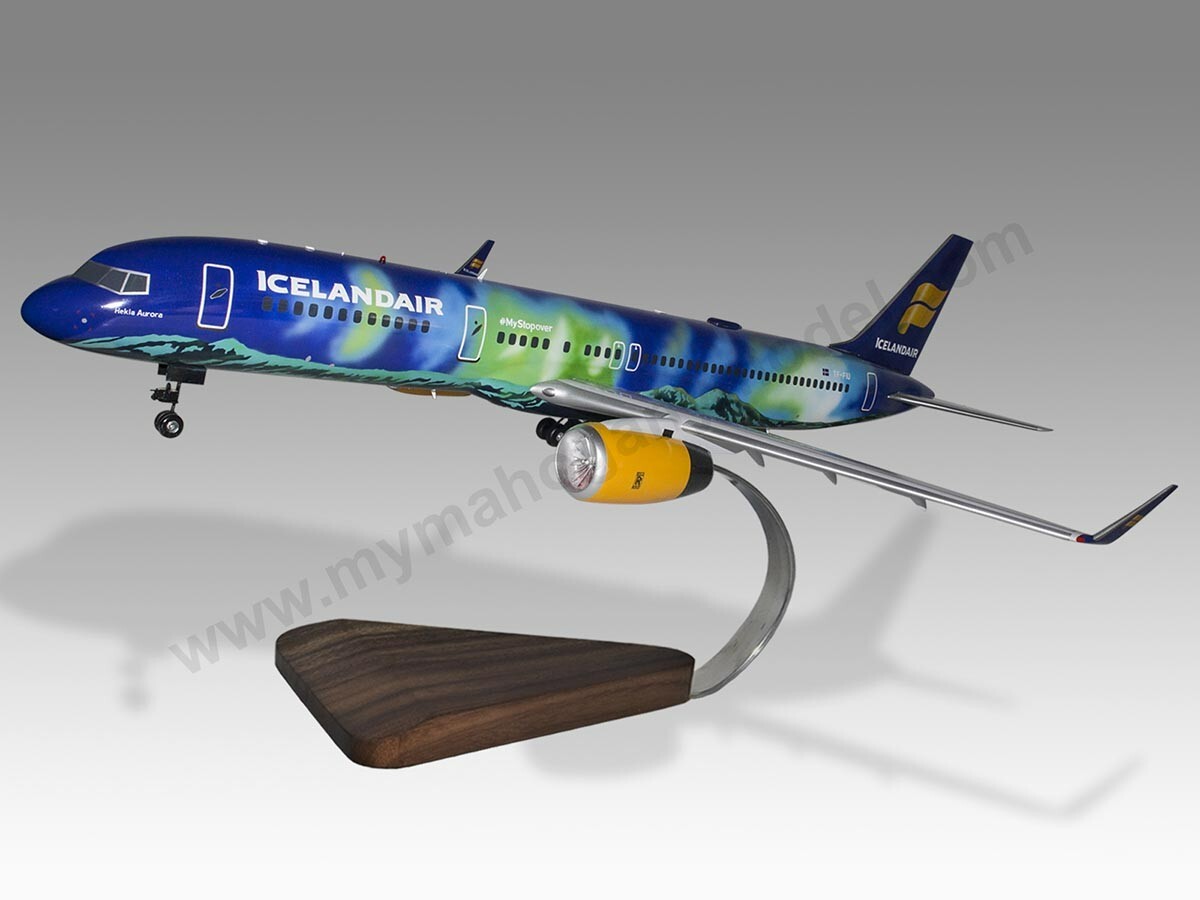 Boeing 757-200 Icelandair Aurora Borealis Livery Wood Airplane