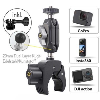 Fahrrad Motorrad Lenkerhalterung Halter Klemme mit Adapter GoPro, DJI, Insta 360
