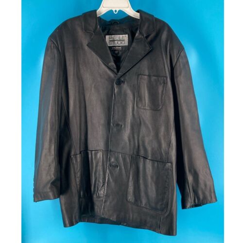 Wilsons Pelle Studio SOFT ๐ LAMBSKIN Leather Jacket Mens Black Coat Size L EUC