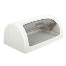 Plastic Bread Bin with Lid Rattan Kitchen Food Cake Loaf Storage Container Box