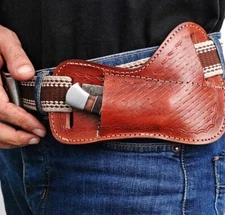 Custom Hand Made LEATHER SHEATH FOR FOLDING POCKET KNIFE - 02