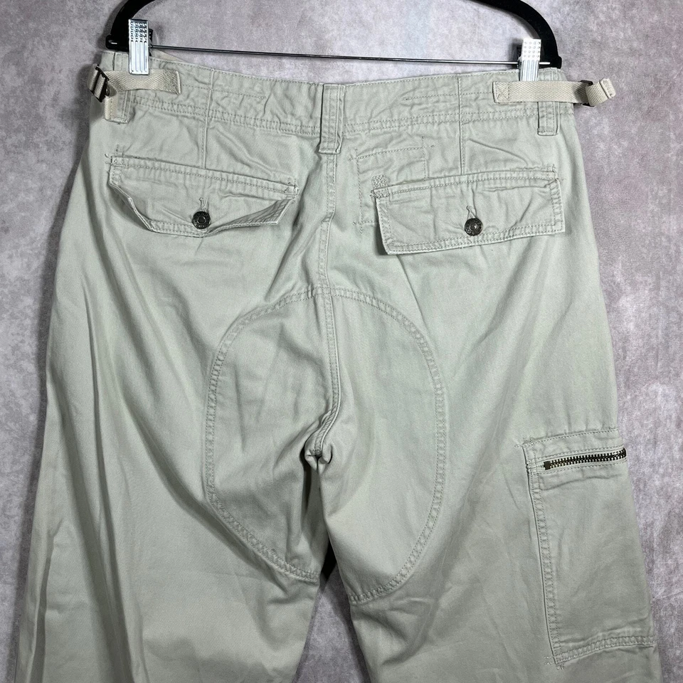 Pantalones cargo Guess Jeans para hombre 34 beige recto holgado cintura ajustable años 90 Y2K Foto 4 de 4