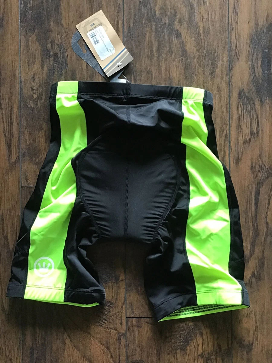 CANARI Padded Gel Cycling Shorts Men s Green Stripes Size Small