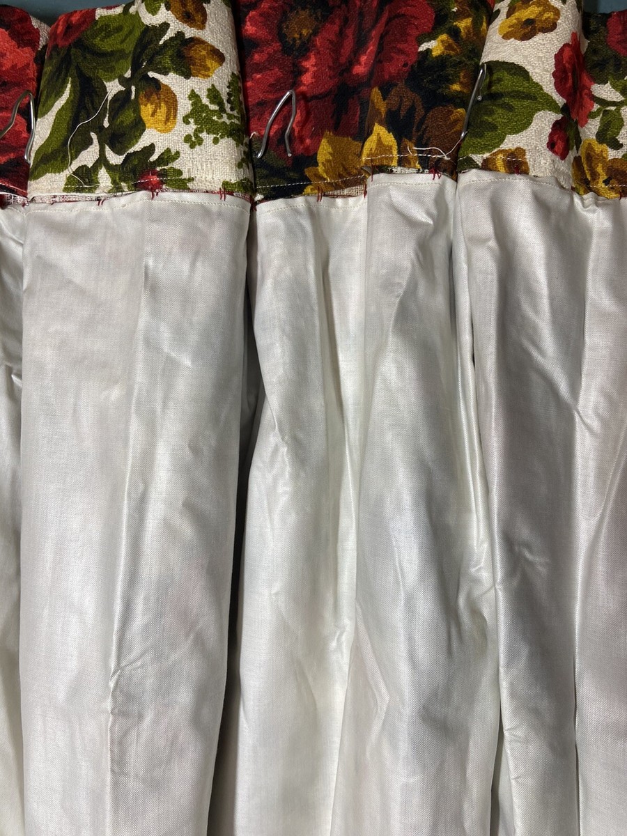 Vintage Curtains Retro MCM Pinch Pleat Lined Flower Power