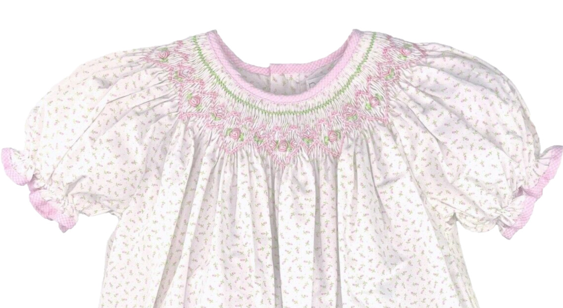 NWT Petit Ami Floral Pink Bishop Smocked Baby Girls 2pc Dress 12M 12 Months