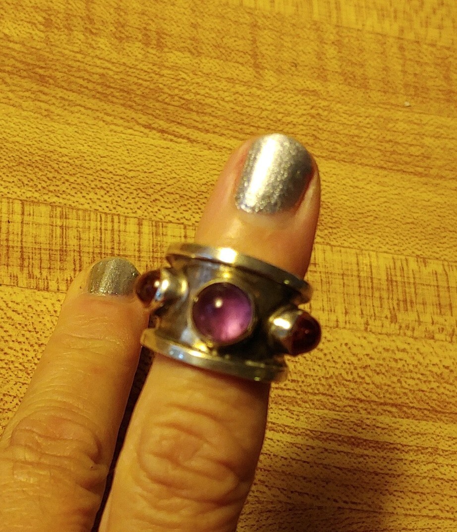 Unique Sterling Silver Ring set with Amethyst, Am… - image 11
