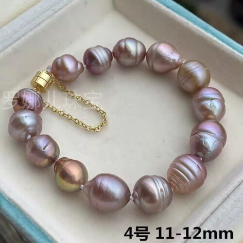 elegant 11-12mm south sea baroque pink pearl bracelet 7.5-8"(t) - Picture 1 of 3