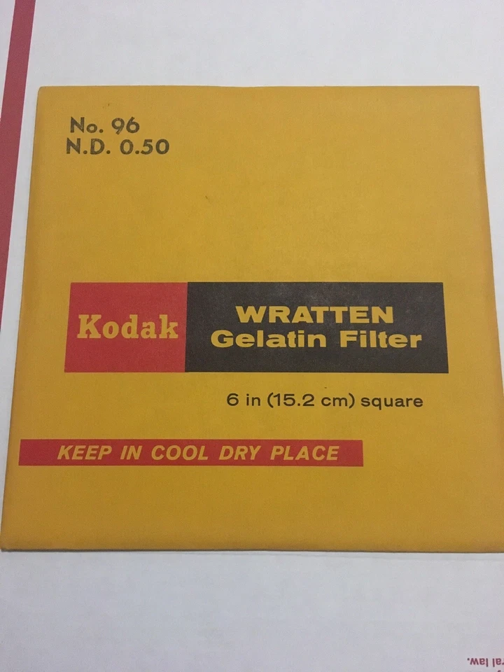 Kodak Wratten Gelatin  Filter No 96  N.D 0.50 Filter 6 x 6 inch. Unopened - Image 2 of 4