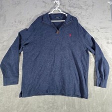Polo Ralph Lauren Quarter Zip Pullover Sweater Classic Cotton Navy Red Pony XXL
