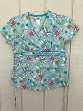 Simply Basic Flower's Scrub Top Hospital Medical Nursing Uniform XS