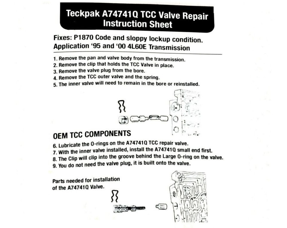 GM 4L60E Transmission TCC Valve 2000-2003 Fix P1870 Code Non-Can Bus