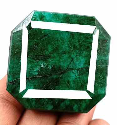 350-380 Ct  Certified Emerald Shape Natural Green Emerald Brazil Loose Gemstone