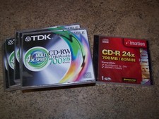 6 tdk rewritable CD-RW 700mb discs 1 imition CD-RW disc