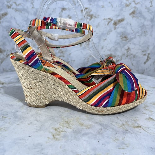 Rocket Dog Womens Sz 8.5 Shoes Colorful Brown Wedge Platform Espadrille Sandals
