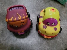 Just B You Brand - Pull Back & Go Rubber Cars - Friction Toy - Purple and Red